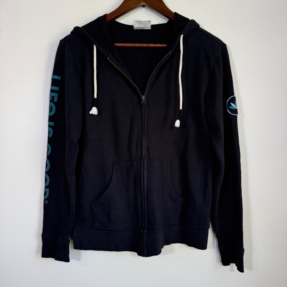 Life is Good Simply True Graphic Full Zip Hoodie Size XS Black
